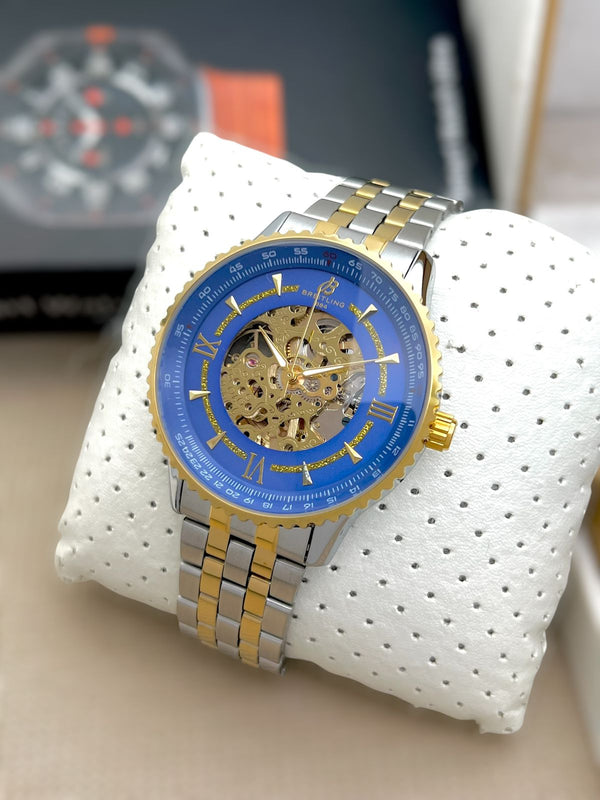 Henric Black Carved Dial Mechanical Watch for Men