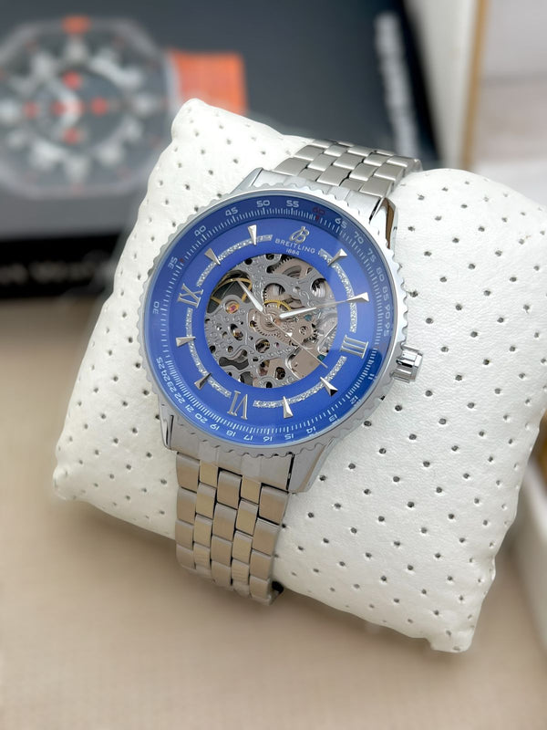 Henric Black Carved Dial Mechanical Watch for Men