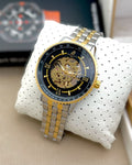 Henric Black Carved Dial Mechanical Watch for Men