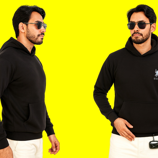 Premium Heavy Black Cotton Fleece Hoodie for Men – Winter Essential 2025 | TrueSymbol.in