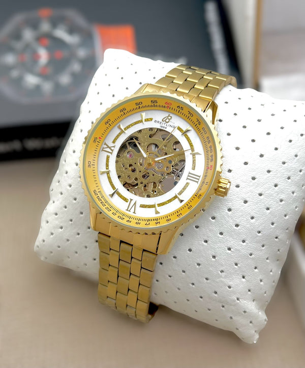 Henric Black Carved Dial Mechanical Watch for Men