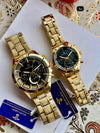 Luxury Couple Watch Set | Bophier Men’s & Women’s Chronograph Watch | Premium Metal Strap with Date – Free Shipping